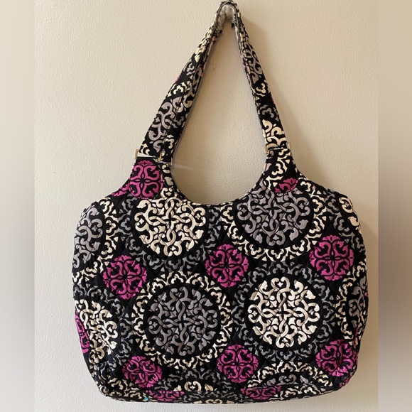 VERA BRADLEY Triple Zip Tote Bag in Canterberry Magenta (Retired Pattern) - Picture 6 of 14